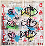 untitled (acrylic & collage on newsprint)